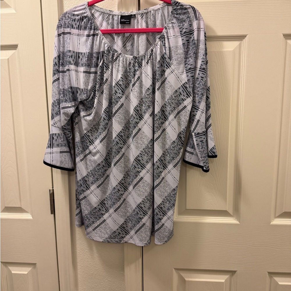 Elegant Black and White Striped Blouse